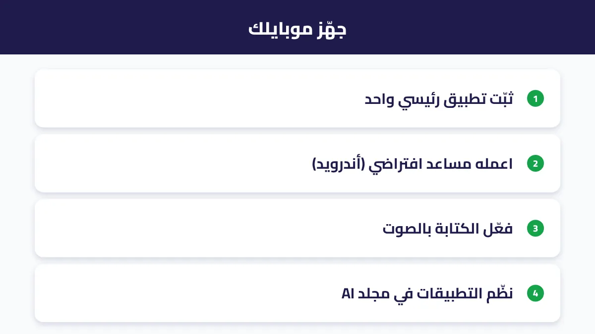 خطوات تجهيز الموبايل بتطبيقات الذكاء الاصطناعي الأساسية