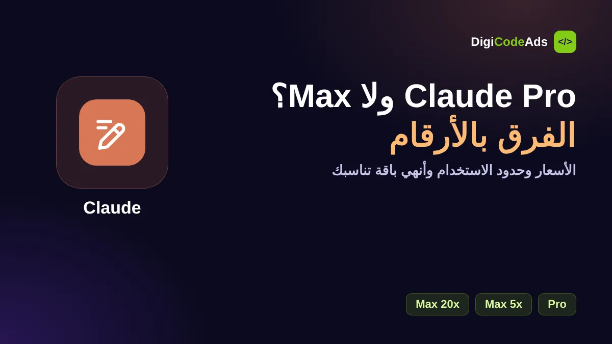 مقارنة Claude Pro و Claude Max 5x و Max 20x
